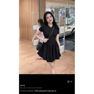 Đầm thun chiết eo dáng xoè siêu xinh