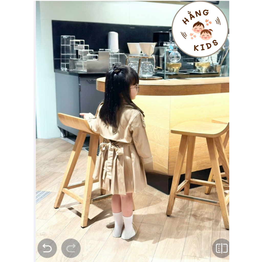 SET 4 chi tiết: áo măng tô, áo sơ mi, váy, cà vạt 2 màu cho bé đi chơi, đi học cá tính