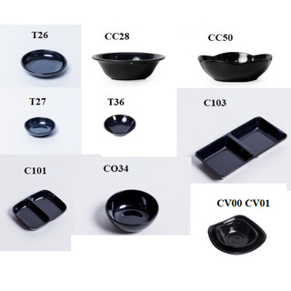 Chén đựng nước chấm,gia vị nhựa Melamine màu đen nhiều Size