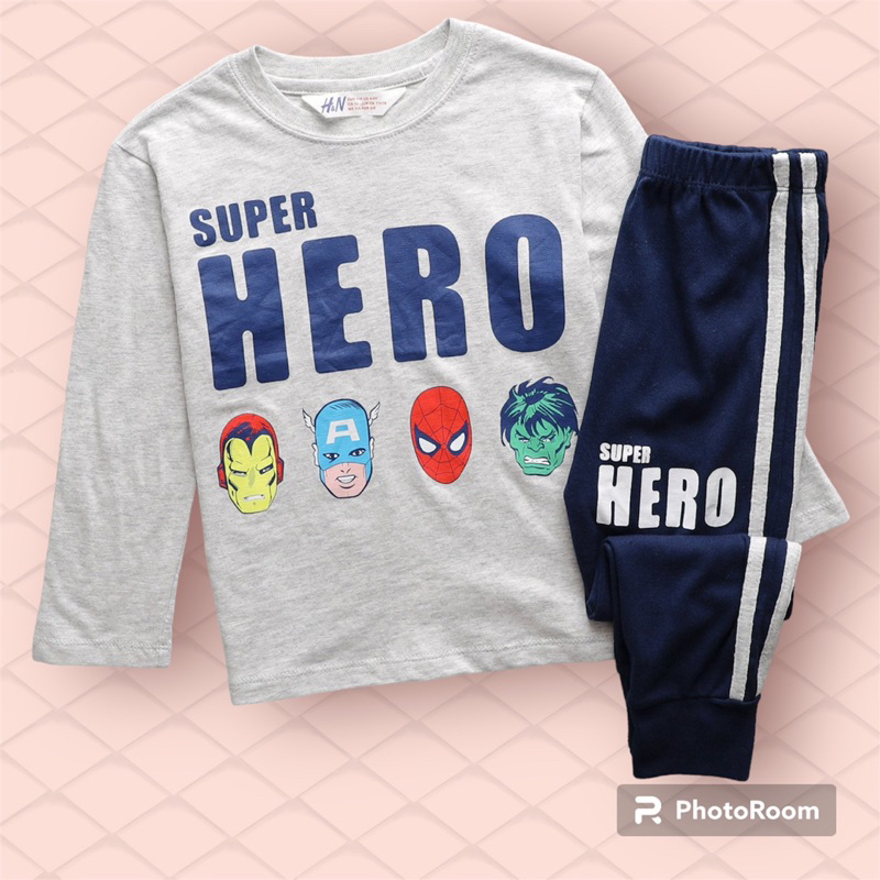 ĐỒ NGỦ SIÊU NHÂN TAY DÀI COTTON MỊN MÁT HÀNG CAO CẤP VNXK