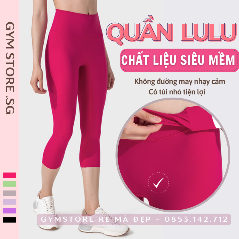 Quần Gym Lửng Legging Cạp Lưng Cao Gen Bụng Nâng Mông Thể Thao Nữ Thun poly Mềm Mịn Thoáng Mát Tôn Dáng 065