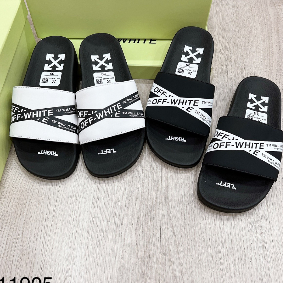 Dép nam quai ngang OFF WHITE iN dây chéo SÀNH ĐIỆU 2 MÀU TRẮNG ĐEN