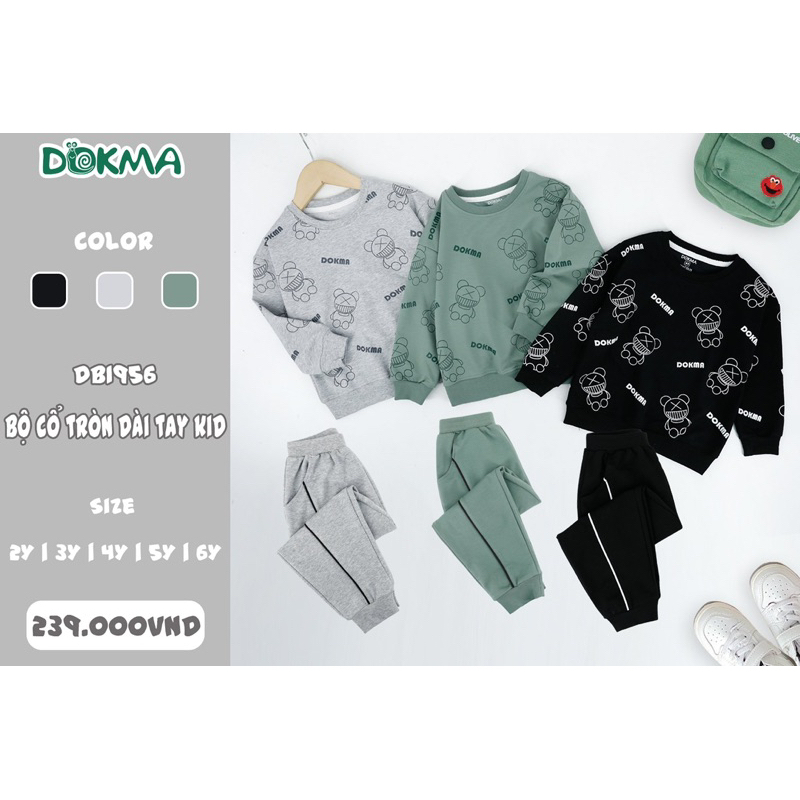 Bộ Dokma dài tay Cotton Organic cho bé trai