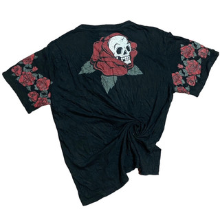 Áo thun mỹ 2hand siêu phẩm hình sọ hoa hồng size xl