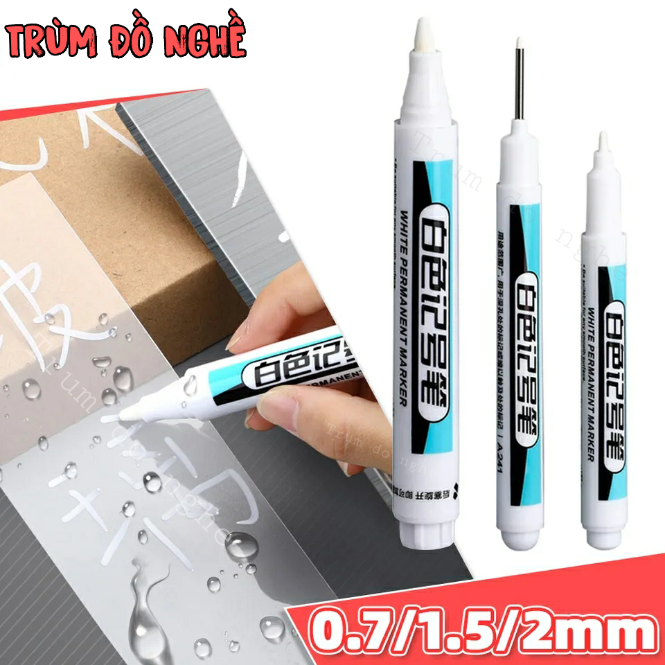 Bút lông dạ dầu đánh dấu MÀU TRẮNG mực không xóa được S820 bút sơn trắng không trôi màu viết gạch tường giấy kính sắt