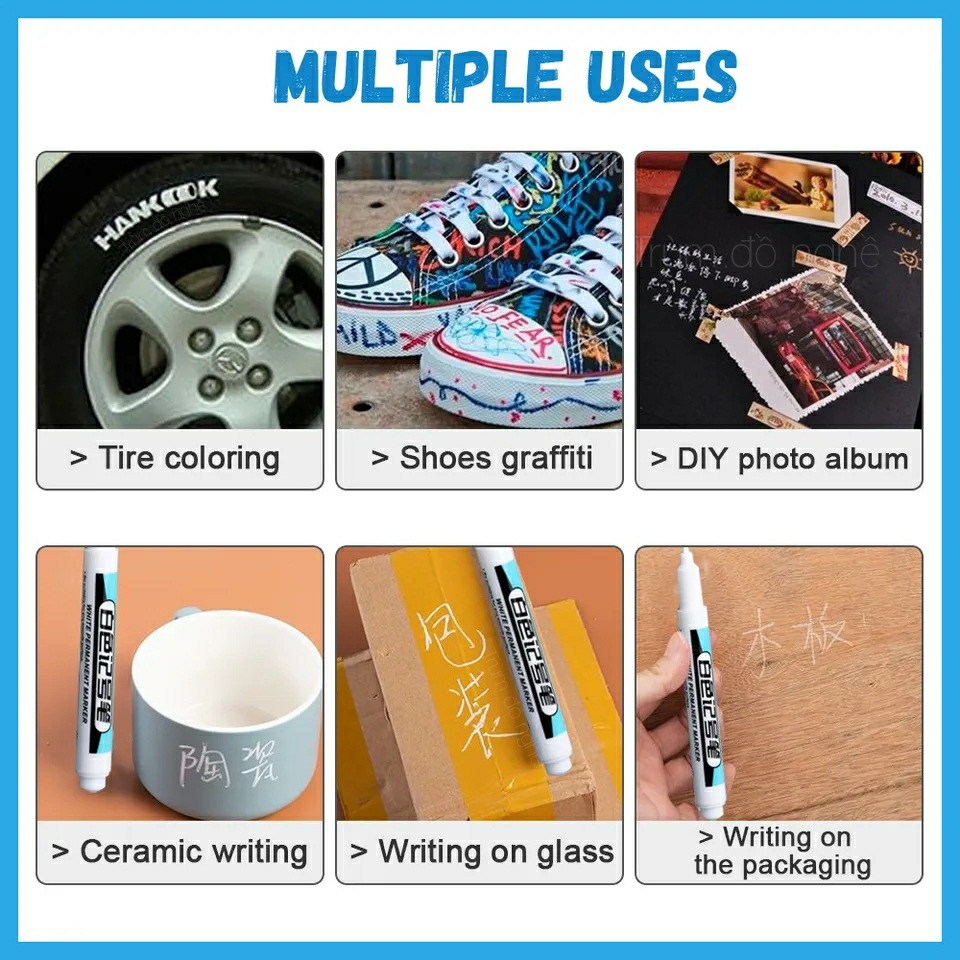 Bút lông dạ dầu đánh dấu MÀU TRẮNG mực không xóa được S820 bút sơn trắng không trôi màu viết gạch tường giấy kính sắt