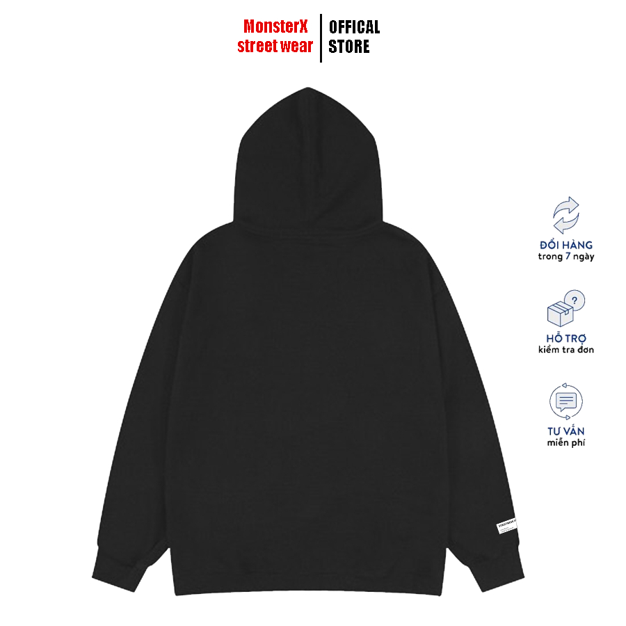 Áo Hoodie Zip Brand in ngực MONSTER X STREET Khoác Nỉ Mũ Kéo Khóa Basic Nỉ Bông Cotton Unisex nam nữ Local Brand