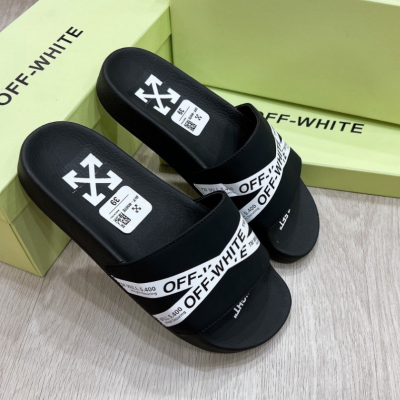 Dép nam quai ngang OFF WHITE iN dây chéo