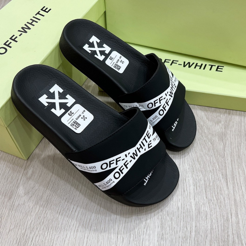 Dép nam quai ngang OFF WHITE iN dây chéo