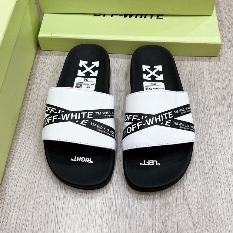 Dép nam quai ngang OFF WHITE iN dây chéo