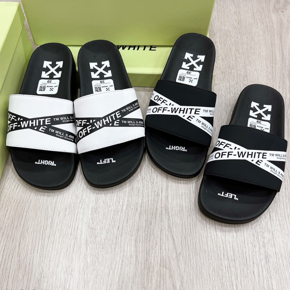 Dép nam quai ngang OFF WHITE iN dây chéo