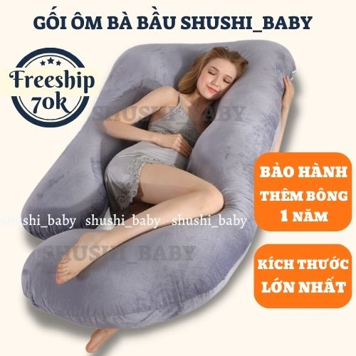 Gối Bầu Chữ U Vải Nhung Mềm Mịn Hàng Cao Cấp