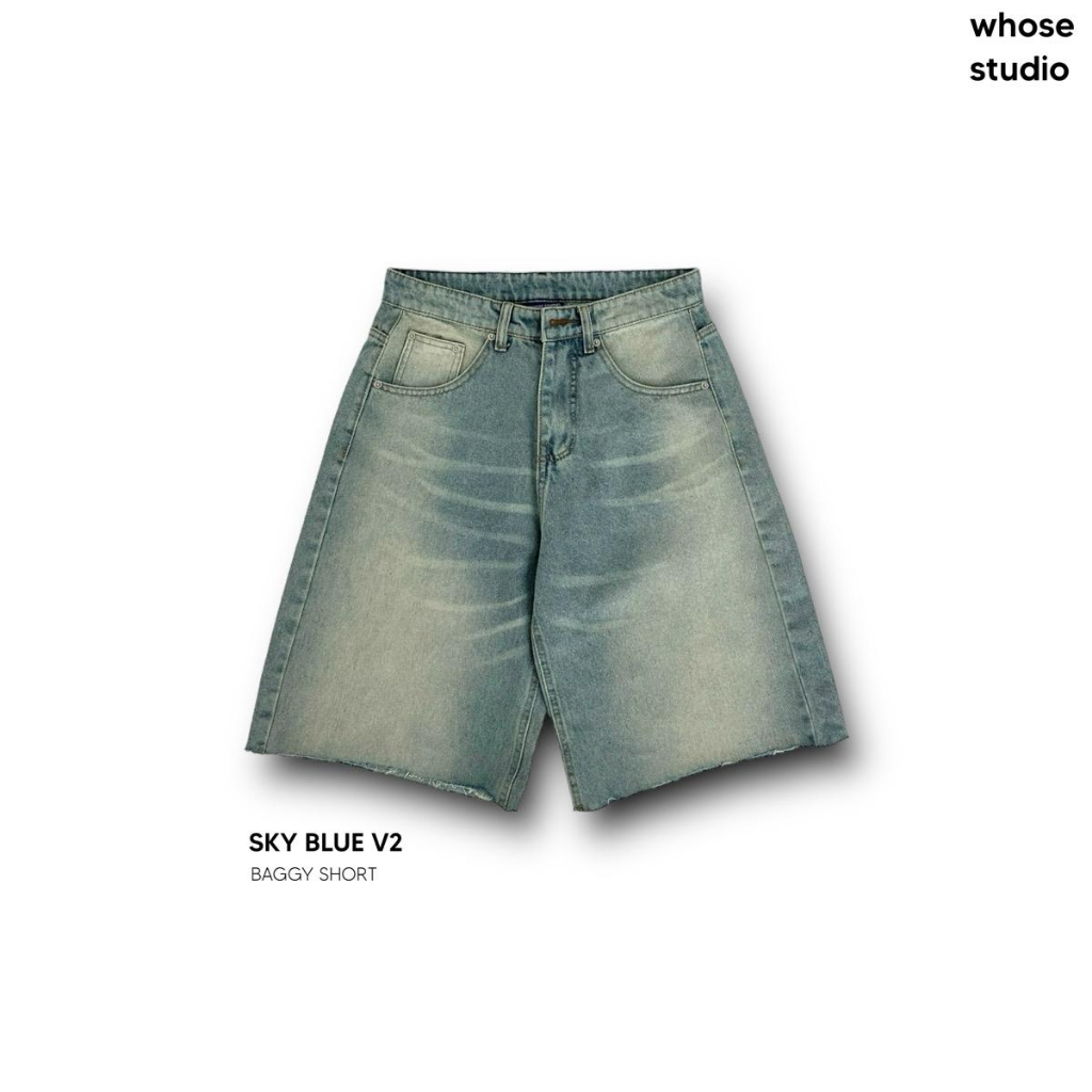 SKY BLUE BAGGY SHORT - Quần ngắn qua gối