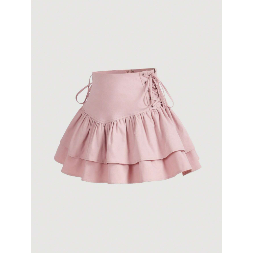 Chân váy thắt dây eo xòe tầng phong cách đáng yêu thanh lịch