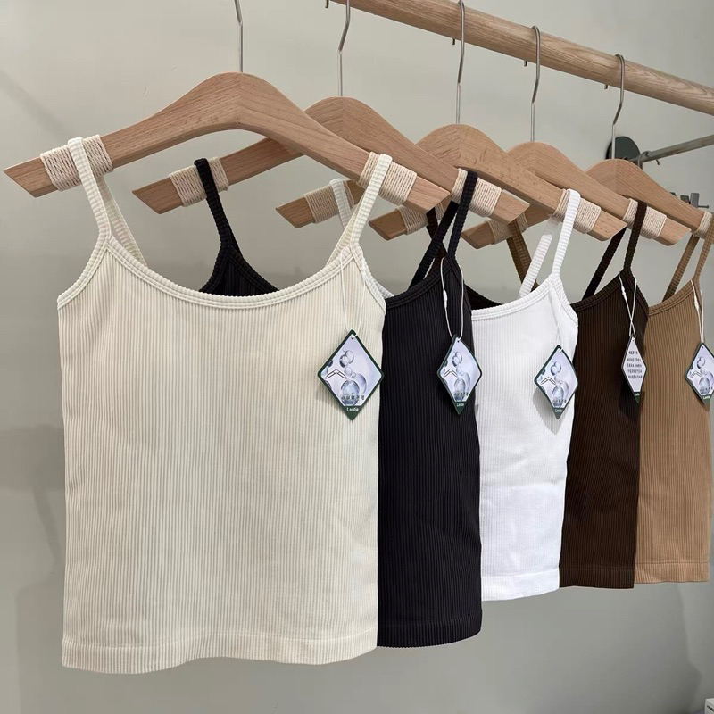 Áo bra 2 dây gân tăm co giãn , áo 2 dây có đệm mút 2cm, ôm fom nâng đẩy v1