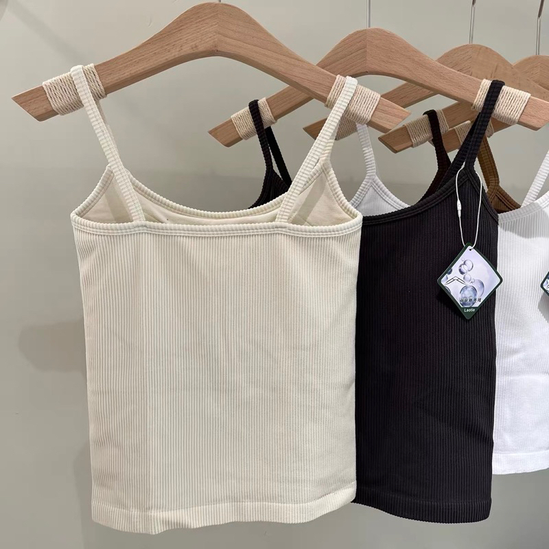 Áo bra 2 dây gân tăm co giãn , áo 2 dây có đệm mút 2cm, ôm fom nâng đẩy v1