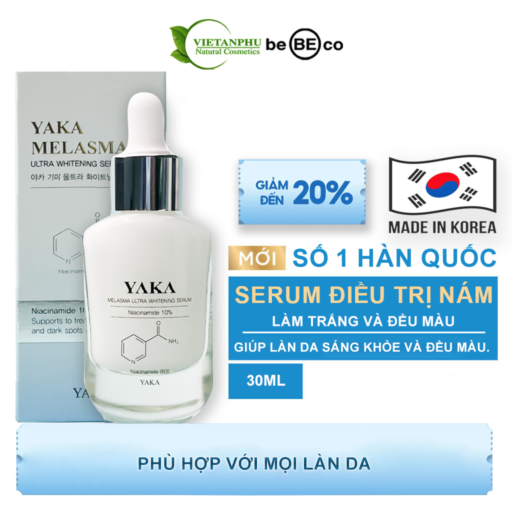 Serum Nám, xóa tan vết nám dưỡng trắng da giúp dưỡng ẩm và làm mềm da YAKA Hàn Quốc MELASMA ULTRA WHITENING SERUM 30ml