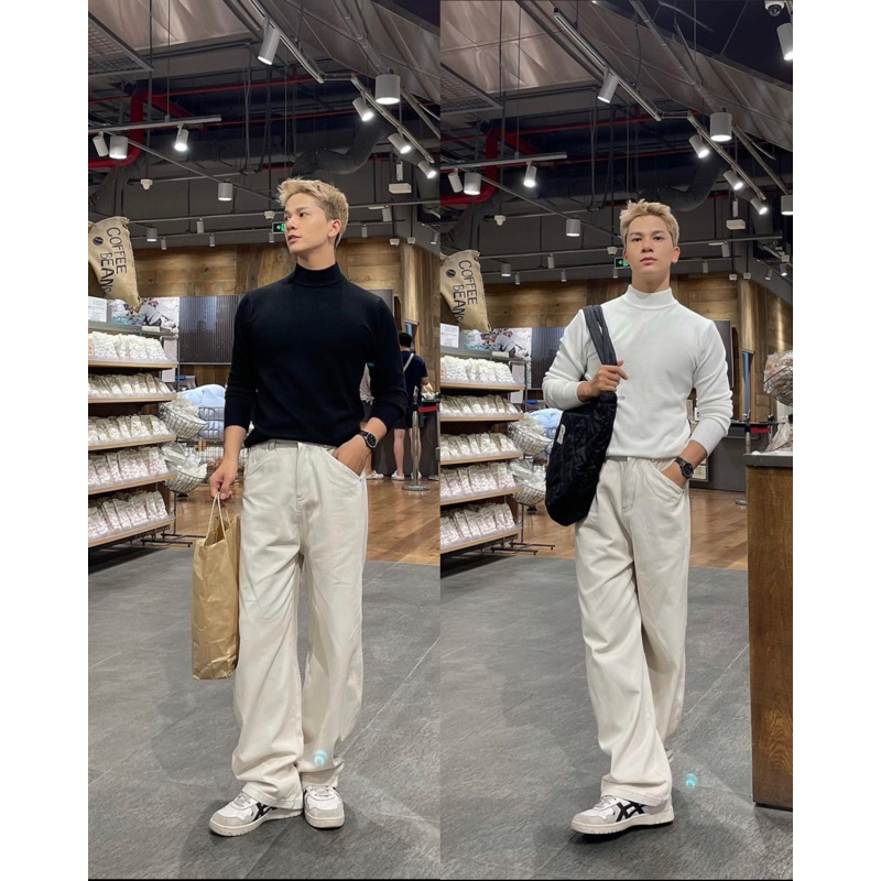 Áo tay dài cổ cao 3 phân Unisex 2 màu