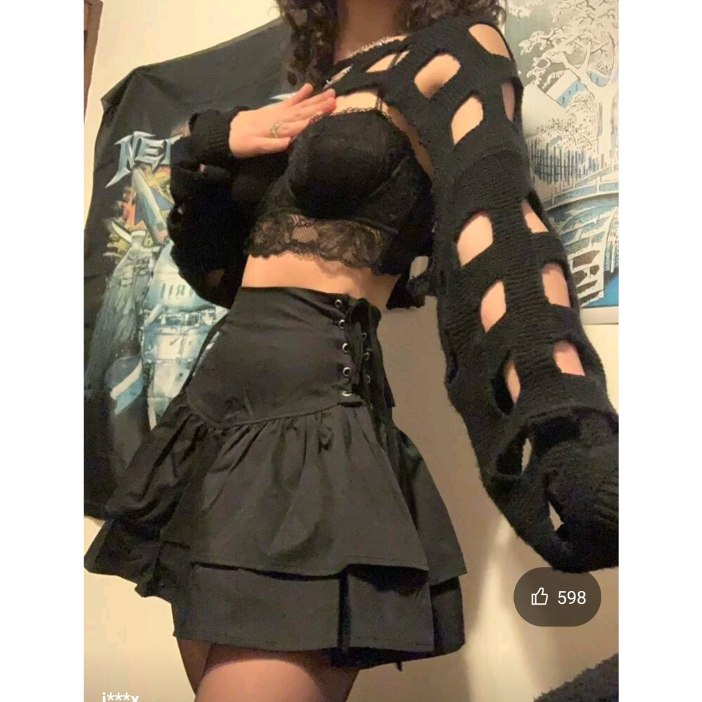 Chân váy thắt dây eo xòe tầng phong cách đáng yêu thanh lịch