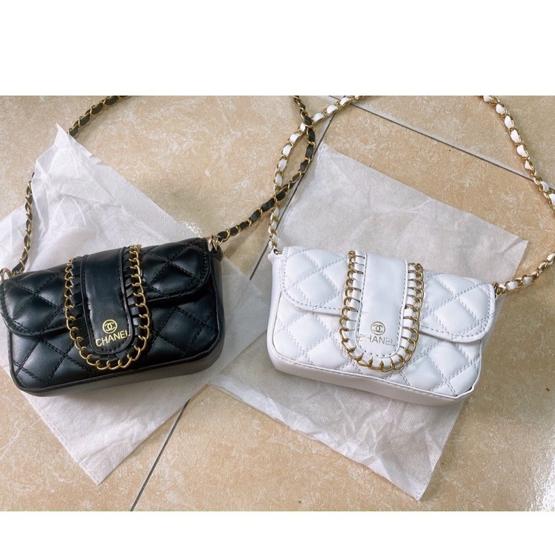 Túi mini đeo chéo, đeo vai nắp viền xích phong cách vintage siêu xinh