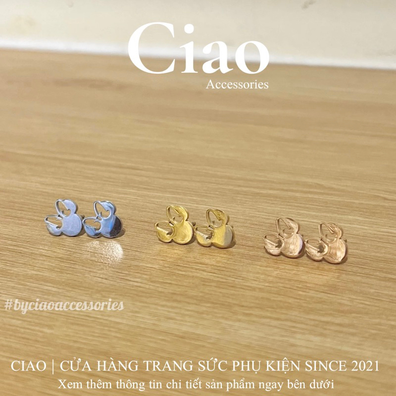 Khuyên tai/ Bông tai titan không gỉ hoạ tiết xinh xắn mới lạ Mickey Ciao