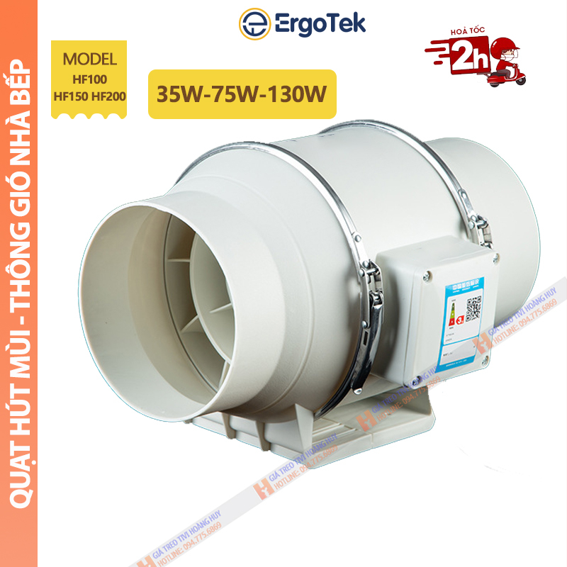 Quạt Thông Gió Hút Mùi - Thông Gió - Không Gây Ồn Hiệu Suất Cao HF100 / HF150 / HF200 - Dùng Cho Nhà Bếp - Nhà Vệ Sinh