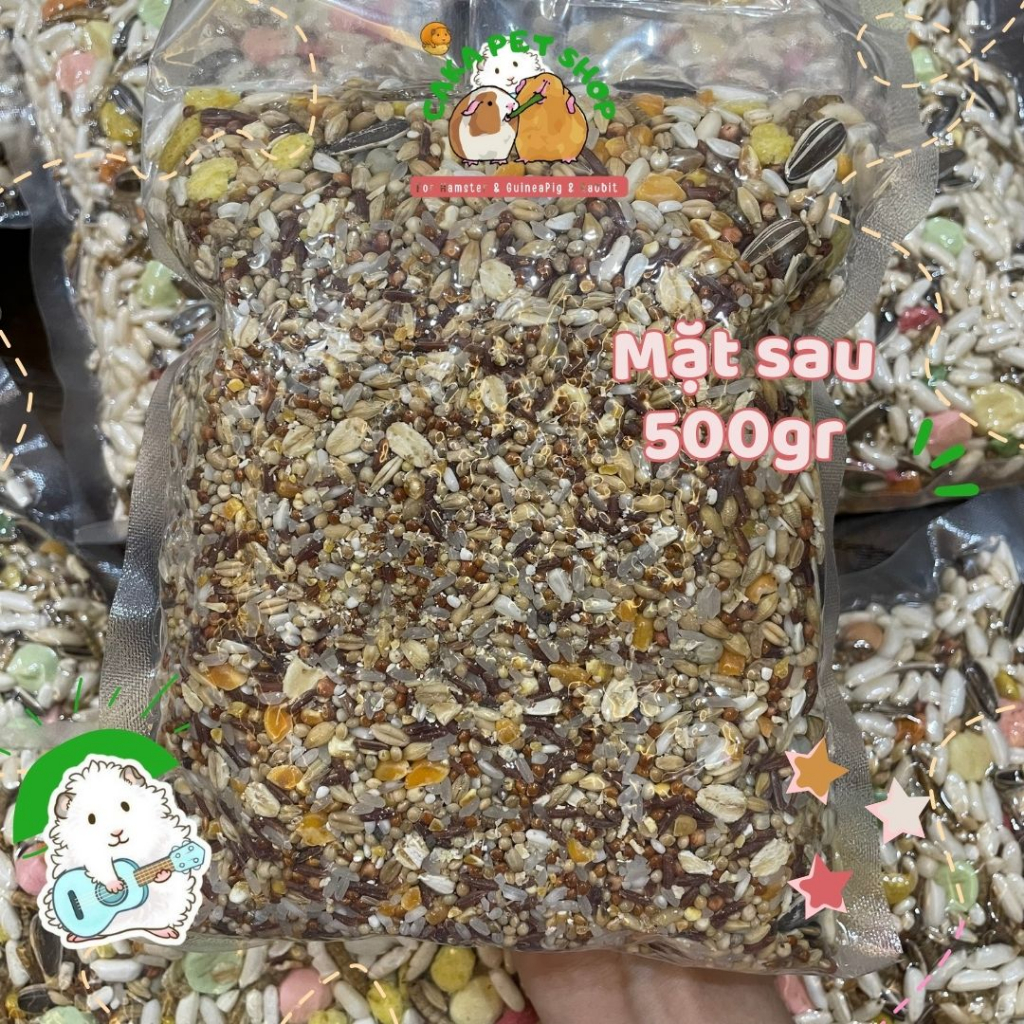 Thức ăn vỗ béo hamster loại ngon có sâu rang, bánh sữa 500gr