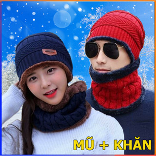 Mũ len kèm khăn ống quàng cổ cực ấm - phong cách Hàn Quốc - dành cho cả nam và nữ