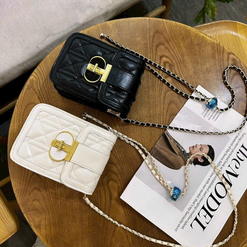 Túi Đeo Chéo Hình Thoi Phối Dây Đeo Sợi Xích Thời Trang 2023 Cho Nữ