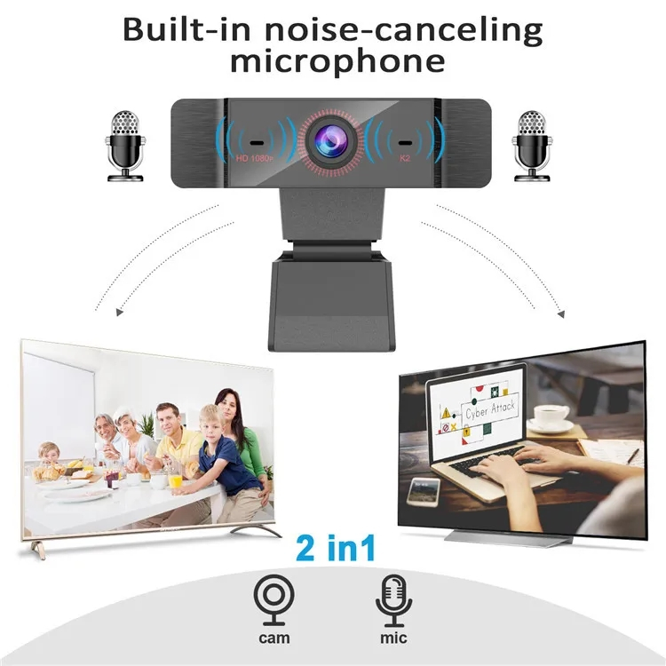 WEBCAM CÓ MICROPHONE, WEBCAM 2K - 1440P FULL HD CÓ BÌA CHÂN MÁY VÀ MICRO KÉP, WEBCAM GÓC RỘNG CHO MÁY TÍNH