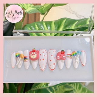 Set 24 móng giả,Nailbox thiết kế đính charm,đính đá trang nhã sang chảnh LyLy mã PP48
