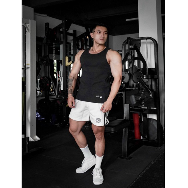Áo ba lỗ thể thao Gym sha.k x David Laid cotton co giãn 4 chiều thun gân