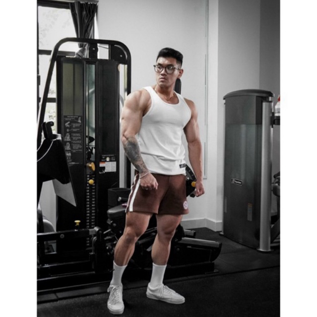Áo ba lỗ thể thao Gym sha.k x David Laid cotton co giãn 4 chiều thun gân