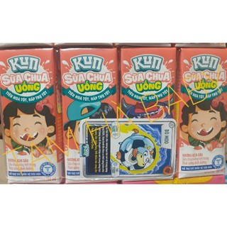 sữa chua uống KUN hương kem dâu ( lốc 4 hộp x 180ml )