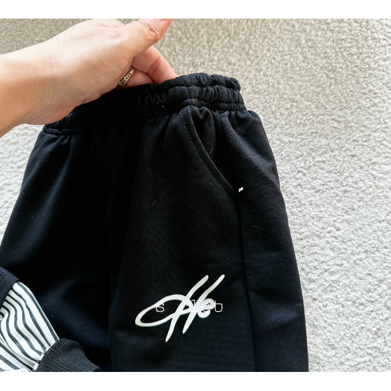 Bộ thu đông bé trai, set bộ quần áo da cá dài tay thêu chữ GG chất chơi cho bé 10-30kg