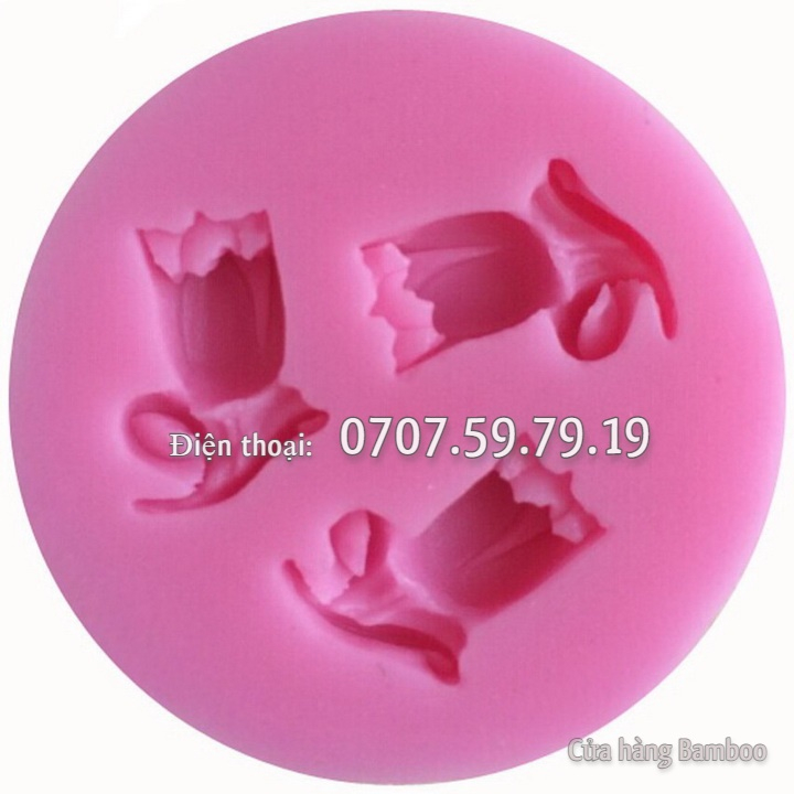 Khuôn silicon 3 hoa Tulip - Khuôn làm bánh, rau câu, socola, fondant silicon – Mã số 1675