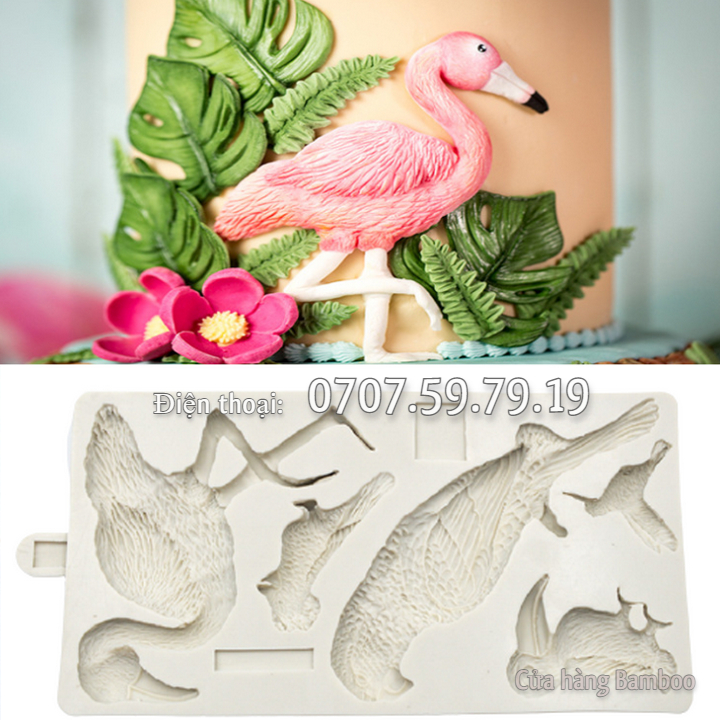 Khuôn silicon 5 con két, con cò, hạc - Khuôn silicon làm rau câu - Mã số 1653