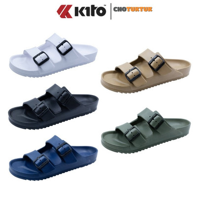 Dép unisex Thái lan chất cao su đúc nguyên khối quai đóng nút điều chỉnh rộng chật  Kito AH170
