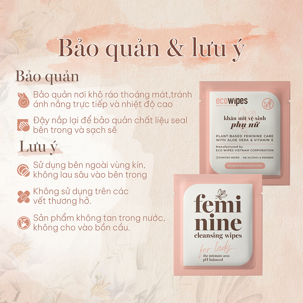 Khăn giấy ướt vệ sinh vùng kín phụ nữ Ecowipes hương Daisy 1 tờ/gói *20 gói - Hàng chính hãng