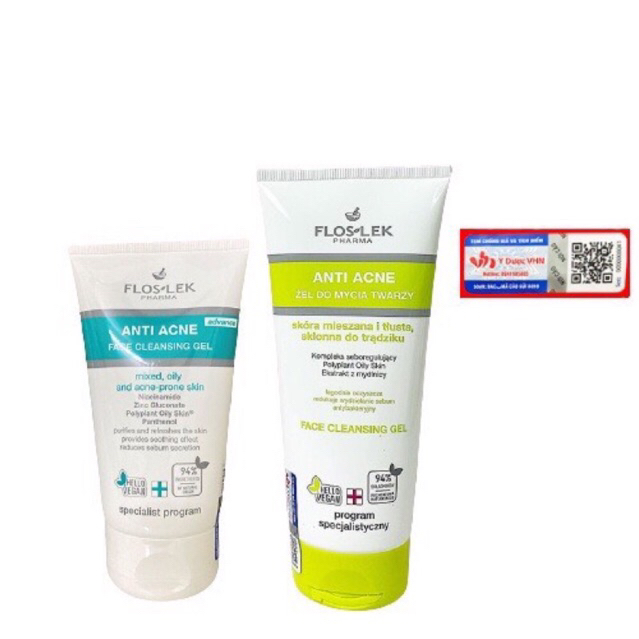 Sữa rửa mặt Floslek Anti Ance Antibacterial chăm sóc da dầu mụn, da hỗn hợp