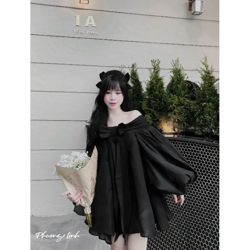 Váy Baby Doll nơ xinh đính cúc bánh bèo