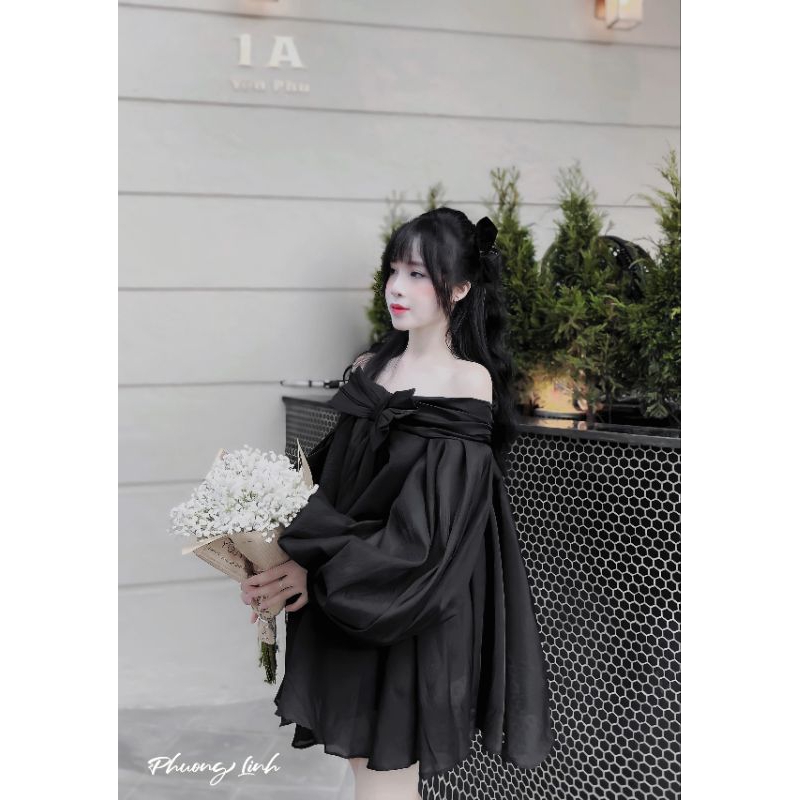 Váy Baby Doll nơ xinh đính cúc bánh bèo
