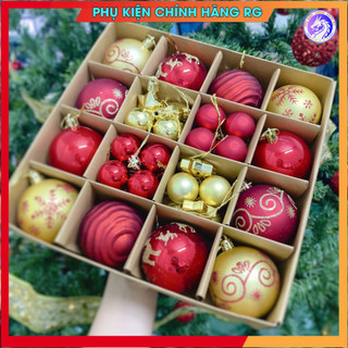 Hộp 44 quả châu 3-6cm trang trí cây thông noel