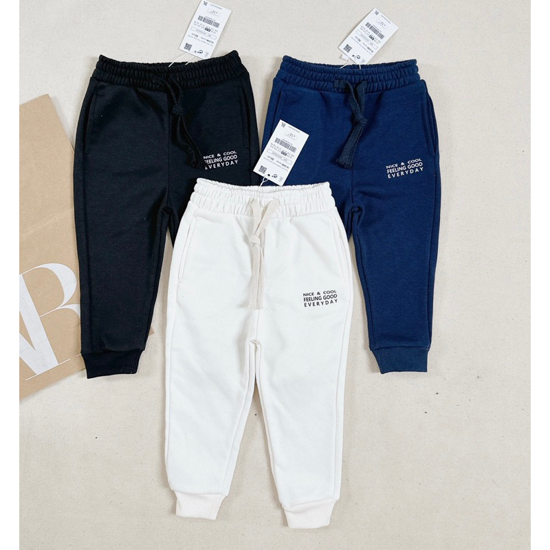 Set 3 quần dài mix màu cạp chun bo gấu thu đông bé trai bé gái  đang chuẩn basic có giãn xịn sò màu đen, xanh, trắng