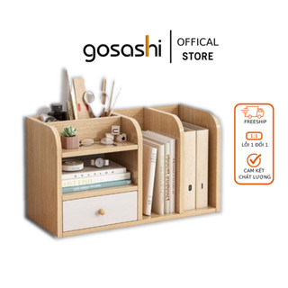  Kệ sách tủ đựng hồ sơ sách vở tài liệu mini bằng gỗ chắc chắn có ngăn kéo tủ Gosashi 