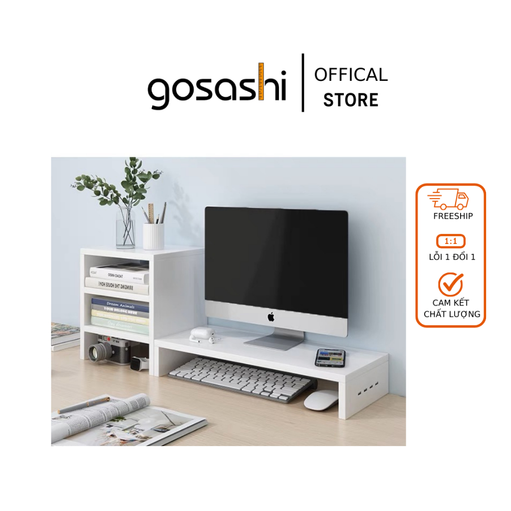 Kệ sách gỗ 3 ngăn hình chữ nhật kệ sách đê bàn mini