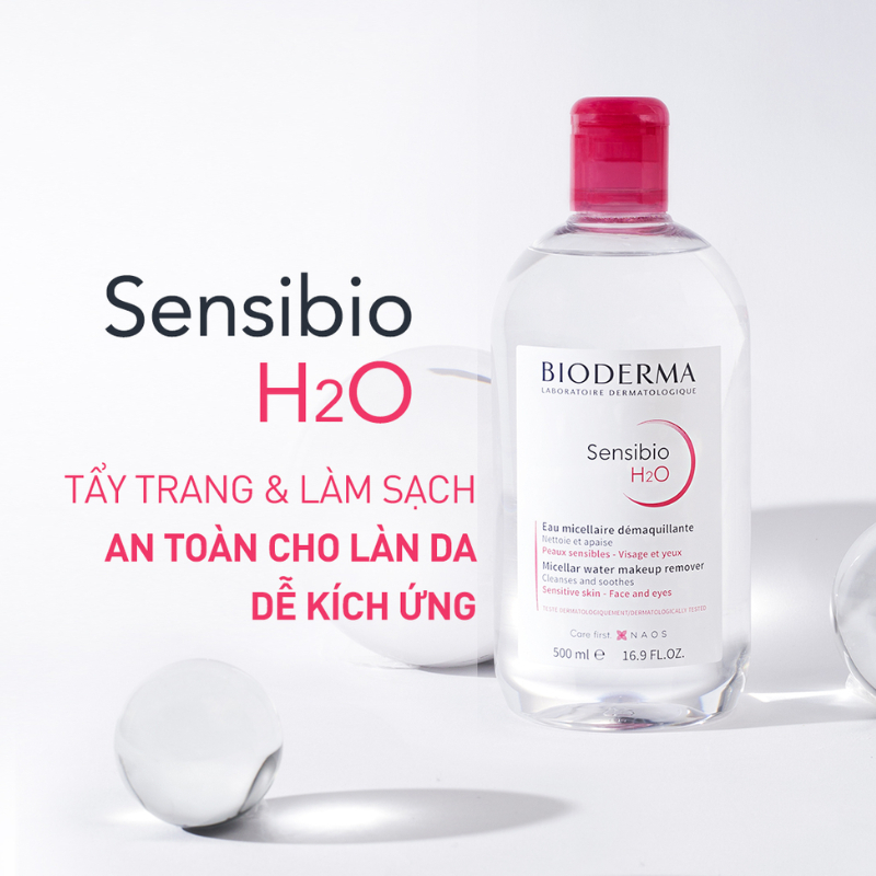 Nước Tẩy Trang Bioderma Cho Da Dầu Mụn Sebium, Da Nhạy Cảm Sensibio H2O Pháp 500ml