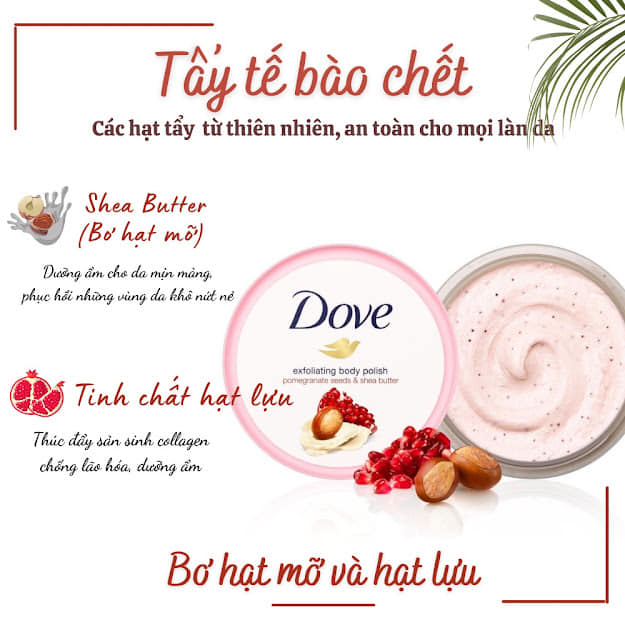 Tẩy tế bào chết Dove Lựu và bơ hạt mỡ 225ml