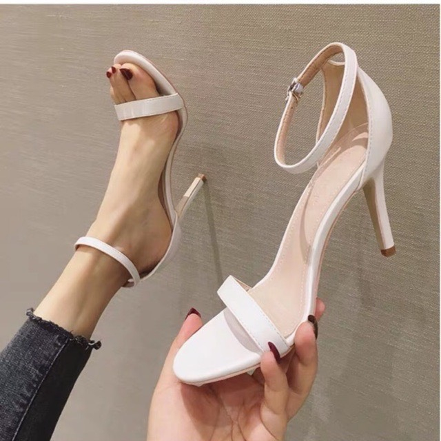 Giày sandal cao gót bít gót quai mảnh gót nhọn 9cm, sandal NT