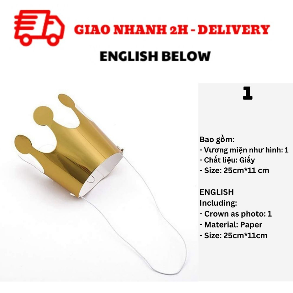 Vương Miện Happy Birthday Cho Bé Nhiều Mẫu Kid Paper Crown TNOI63